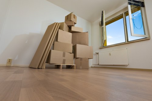 Packed moving boxes ready for a same day house move in Enfield