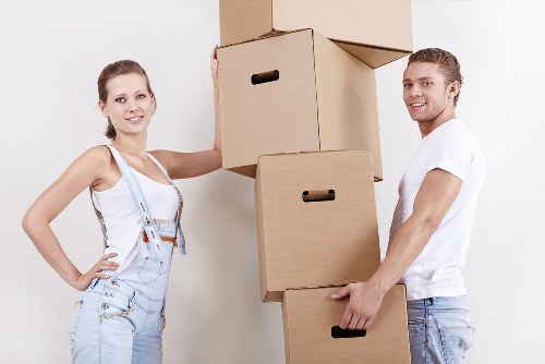 Moving crew securing items inside a removal vehicle